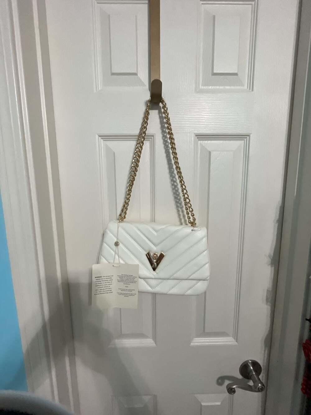 Valentino Orlandi Vegan Leather Quilted Shoulder Bag V-2001 White